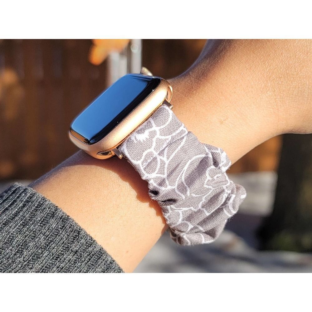Gray Floral Scrunchies Watch Band for Apple Watch, Fitbit Sense & Versa 3 2 1